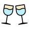 Honeymoon toast glasses icon color outline vector