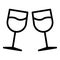 Honeymoon toast glasses icon, outline style