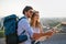 Honeymoon trip, backpacker tourist, tourism or holiday vacation travel concept.