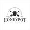 honeypot logo vintage vector logo illustration template icon design. honey bee typography and logotype label concept
