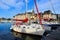 Honfleur harbor with close up of boats, France