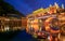 Hong bridge at night in Fenghuang old city ,Hunan Province, China