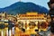 Hong bridge during twilight over the Tuojiang River Tuo Jiang River in Fenghuang old city Phoenix Ancient Town,Hunan