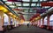 Hong Kong - August 8, 2018: Hong Kong central pier view in the city downtown area with residents and tourists walking around