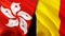 Hong Kong and Belgium flags. 3D Waving flag design. Hong Kong Belgium flag, picture, wallpaper. Hong Kong vs Belgium image,3D