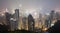 Hong Kong central district skyline at night