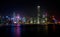 HONG KONG, CHINA - JANUARY, 17: Harbor Victoria. Night panorama of skyscrapers from the promenade