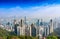 HONG KONG, CHINA - JANUARY 26, 2017: Aerial view of Victoria Harbour and skyscrapers from Lugard Road Lookout, the