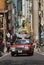 HONG KONG, CHINA - MARCH 28 : characteristic taxi car in the popular Soho District near Connaught Road Hong Kong