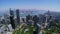 Hong Kong City Aerial Track Shot. Beautiful Clear Blue Sky.