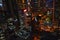 Hong Kong city lighting in nigt colorful wiev from rooftop
