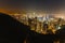 Hong Kong city skyline at Night from Victoria Peak