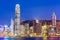 Hong Kong city skyline with Victoria Harbor and skyscra