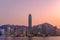 Hong Kong cityscape at sunset