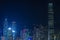 Hong Kong cityscape waterfront over Victoria harbor,