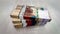 Hong Kong Dollar money banknote pile packs animation