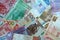 Hong Kong Dollars, different colorful banknotes