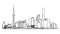 Hong Kong Downtown Panorama Outline Sketch