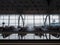Hong Kong International Airport / Hongkok - April 11, 2018 : silhouette of chair with floor and ceiling inside hong kong