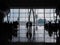 Hong Kong International Airport / Hongkok - April 11, 2018 : silhouette floor and ceiling inside hong kong international Airport