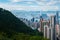 Hong Kong island downtown modern cityscape on a blue sky daytime