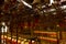 Hong Kong - January 4 2020 :  Interior of Man Mo Temple with chinese lanterns and giant hanging incense coils, Sheung Wan