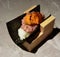 Hong Kong Japanese Sushi Roll Omakase Fresh Seafood Oomaki Seaweed Rice Wrap Wooden Utensil Stand Lunch Dinner Snack