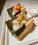 Hong Kong Japanese Sushi Roll Omakase Fresh Seafood Oomaki Seaweed Rice Wrap Wooden Utensil Stand Lunch Dinner Snack