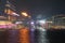 Hong Kong`s Victoria Harbor and commercial Island illuminated i