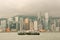 Hong Kong skyline with boats