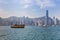 Hong Kong skyline with boats in Victoria Harbor