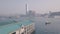 Hong Kong star ferry, central terminal and harbour front. Aerial drone