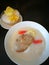 Hong Kong style Pork chop in rice noodle soup, mango dessert