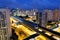 Hong kong urban downtown and high speed train at night