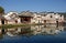 Hongcun Ancient Town in Anhui Province, China. Lexu Hall and old buildings reflected in the water of Moon Pond