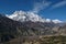 Hongde airport and snow capped Annapurna Range