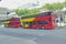 HongKong - 18 September,2014: Colorful double-decker buses are running in the street