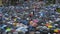 Hongkong, China - August 2019: background top view 2019 asia business people crowd woman and asian man protest with