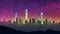 Hongkong China City Colorized Skyline Silhouette Artwork