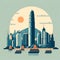 Hongkong flat vector city skyline