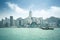 Hongkong skyline with ferryboat