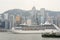 Hongkong skyline with ferryboat