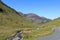 Honister Pass road and Gatesgarthdale Beck Cumbria.