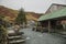 Honister Slate Mine, Cumbria - buildings and hills.