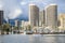 Honolulu, Hawaii, USA - May 30, 2016: Yachts docked at Ala Wai Boat Harbor