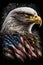 honor American bald eagle with flag. American patriotic symbols. Ai generative