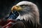 honor American bald eagle with flag. American patriotic symbols. Ai generative