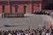 The honor guard platoon of the peter and paul fortress (city museum) in the paved courtyard of the fortress