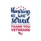 Honoring All Who Served, hand lettering with USA flag illustration. Veterans Day poster, greeting card in vector.