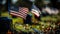 Honoring american veterans on memorial day with flags at the national cemetery, a patriotic tribute.